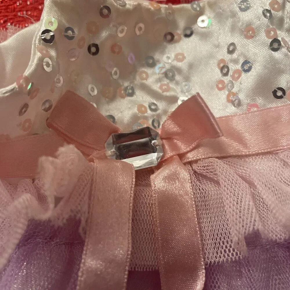 Build A Bear Workshop- Pink Lavender White Tulle Sparkle dress  Butterfly Shoes